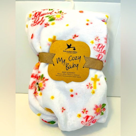 Berkshire Other - Adirondack Baby by Berkshire My Cozy Baby Blanket Blessed Baby Christian Crosses